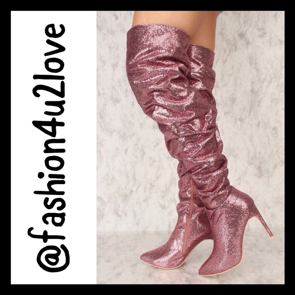 Sexy Pink Shimmering Thigh High Boots! - Picture 1 of 7
